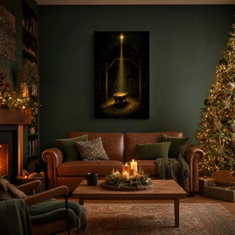 View 3 of Star Over the Manger Matthew 2:2 Christmas Canvas