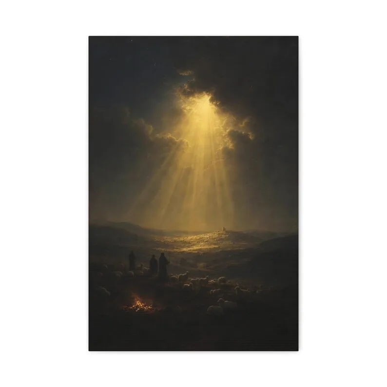 View 2 of Shepherds Field Luke 2:14 Nativity Night Canvas