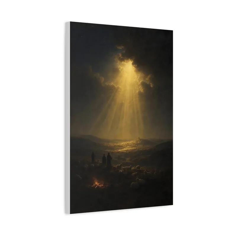 View 3 of Shepherds Field Luke 2:14 Nativity Night Canvas