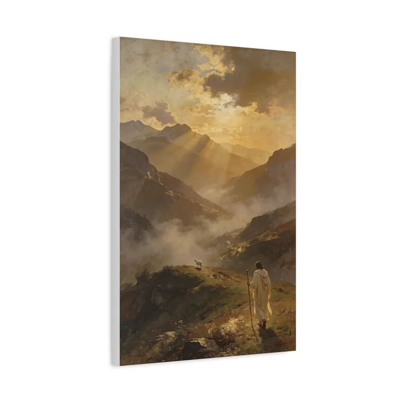 View 2 of Jesus Leaves the Ninety Nine Luke 15:4 Canvas