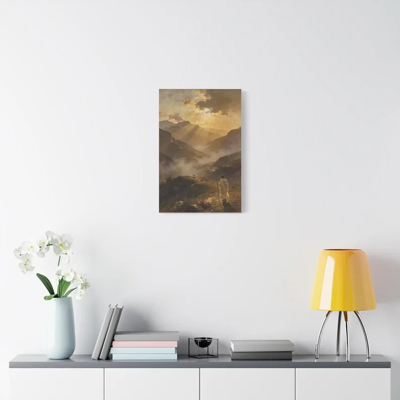 View 3 of Jesus Leaves the Ninety Nine Luke 15:4 Canvas