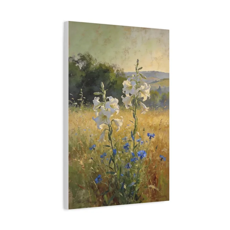View 2 of Consider the Lilies Matthew 6:28 Botanical Canvas