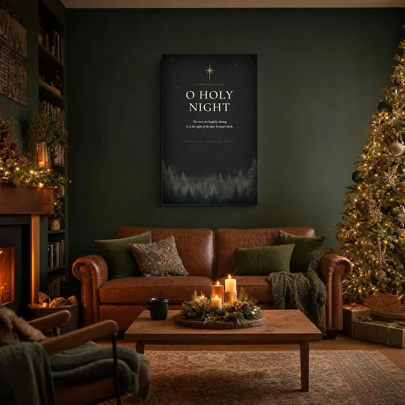 O Holy Night Canvas, Black and Gold