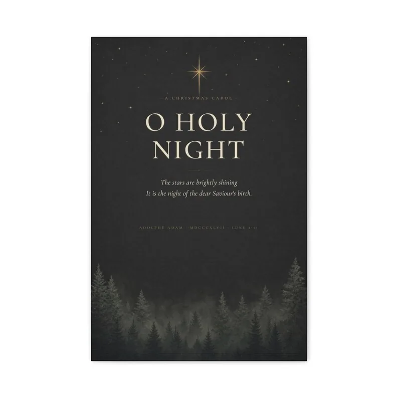 View 2 of O Holy Night Black and Gold Christmas Canvas