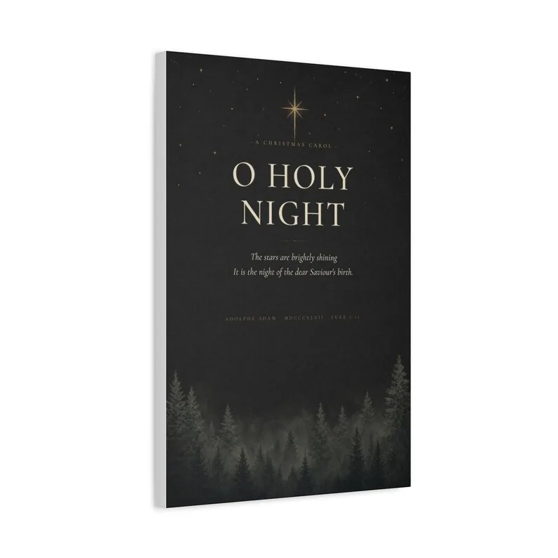 View 3 of O Holy Night Black and Gold Christmas Canvas