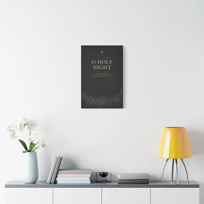 View 4 of O Holy Night Black and Gold Christmas Canvas