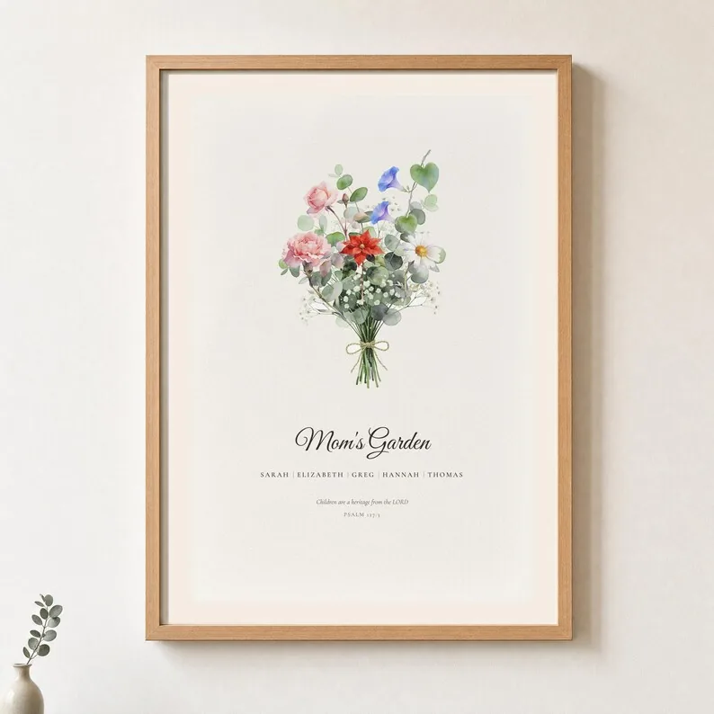 View 2 of Family Birth Flower Bouquet with Psalm 127:3