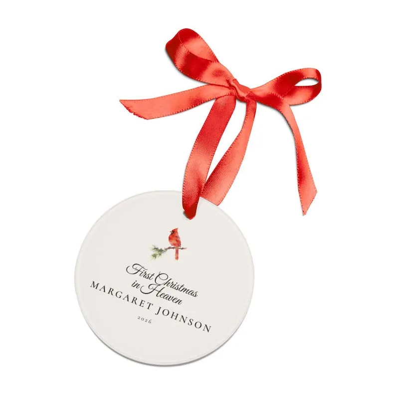 View 2 of First Christmas in Heaven Personalized Cardinal Ornament